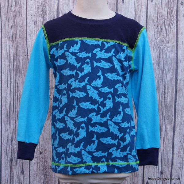Langarmshirt,Kindershirt, Jerseyshirt,Gr.110/116, Hai, Shark